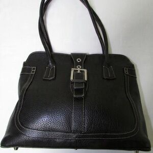 Exceptional Mila Paoli Genuine Black Pebble Leather Shoulder Bag